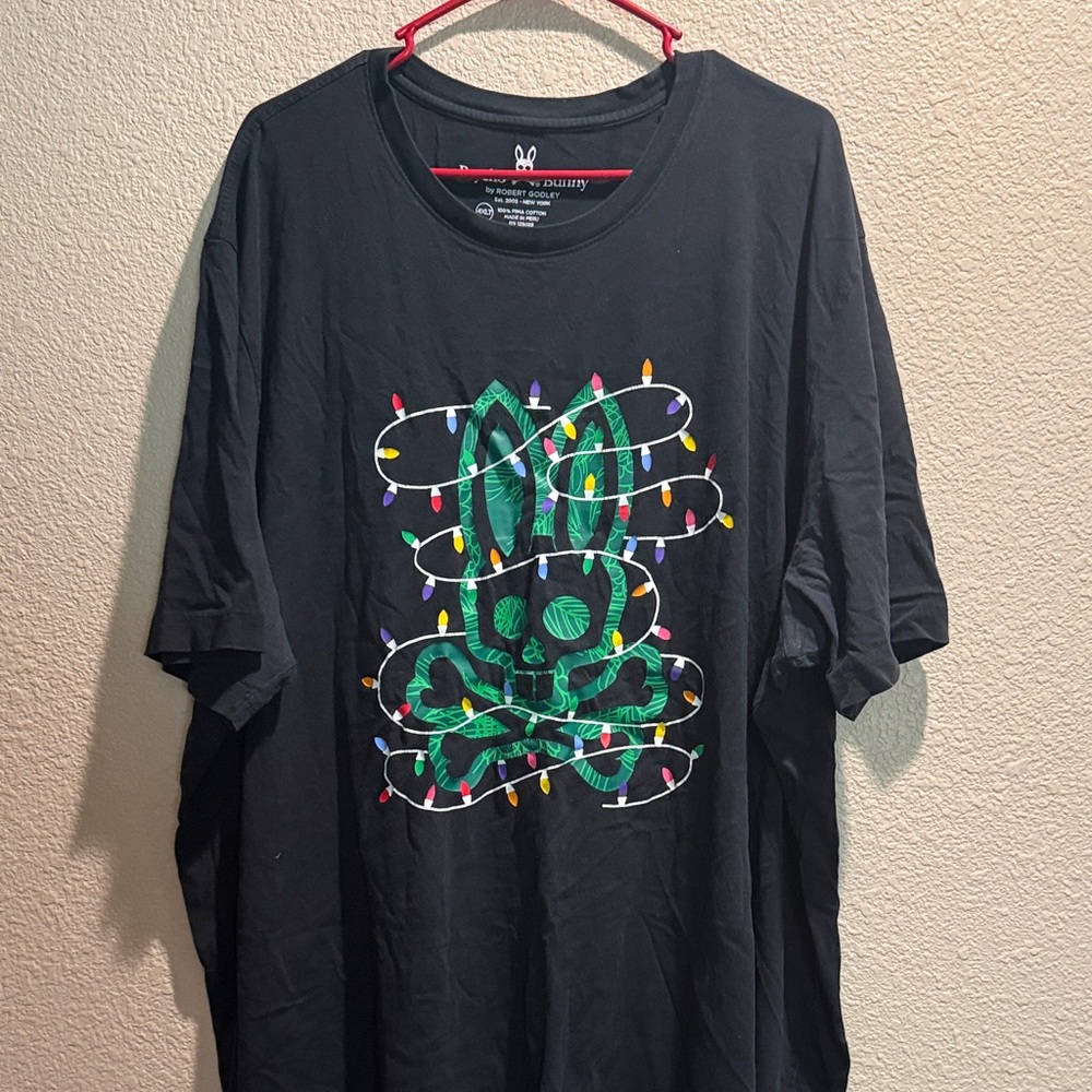 Psycho Bunny Holiday Lights Graphic Tee – Black – Size 4XLT